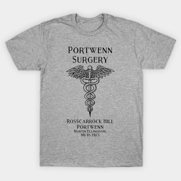 Portwenn Surgery Port Isaac Doc Martin Cornwall T-Shirt by SonnyBoyDesigns